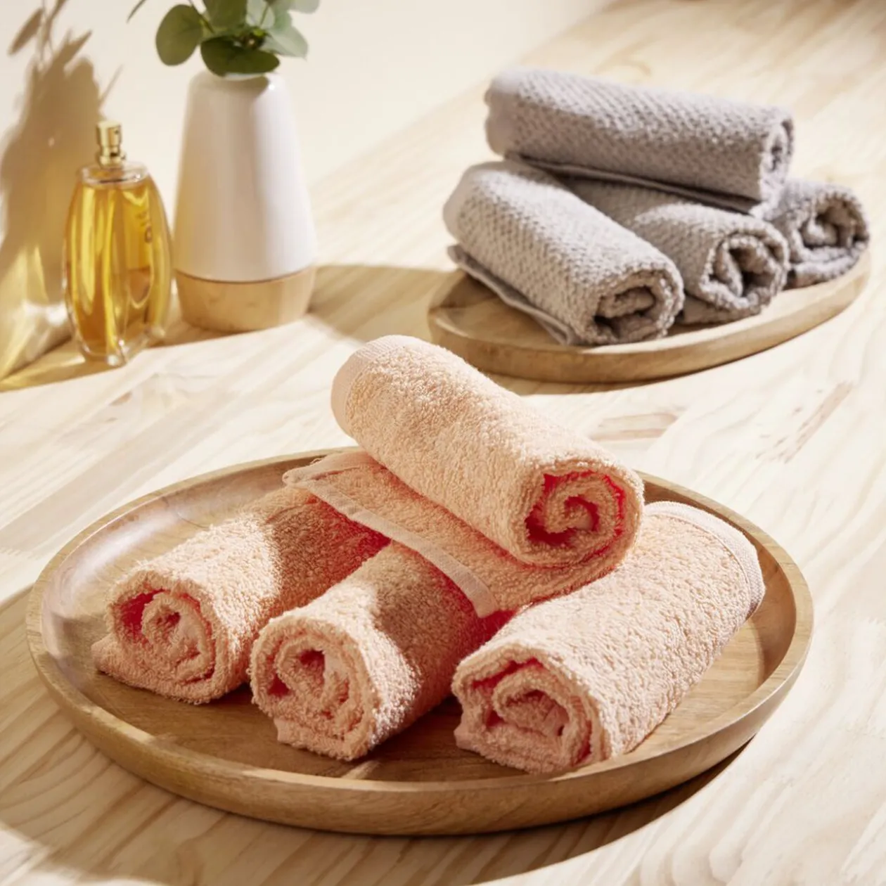 Lot de 4 serviettes invité coton jaune et noir 30x30cm