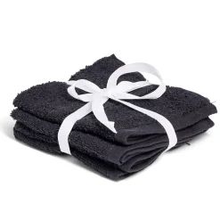 Lot de 4 serviettes invité coton jaune et noir 30x30cm