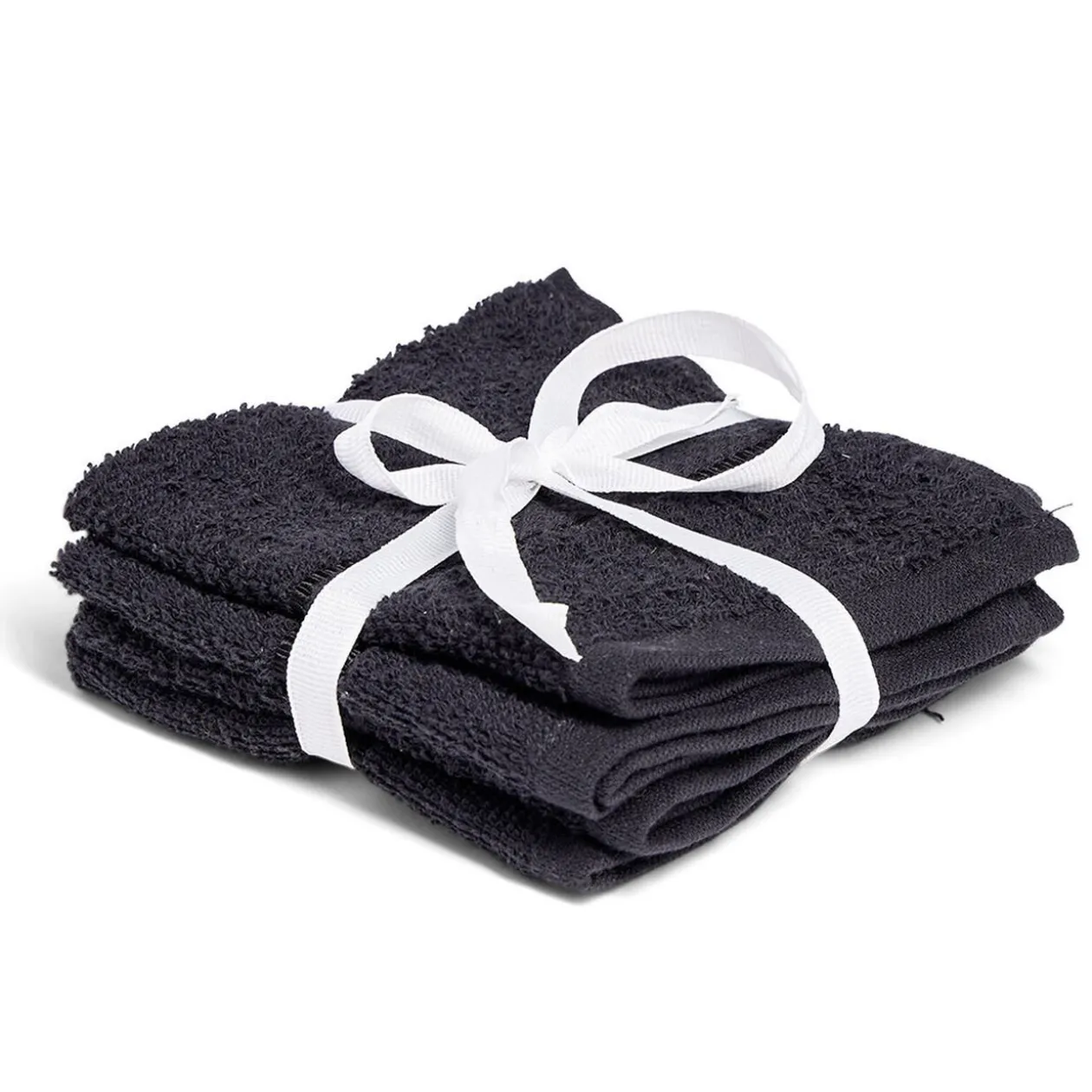 Lot de 4 serviettes invité coton jaune et noir 30x30cm