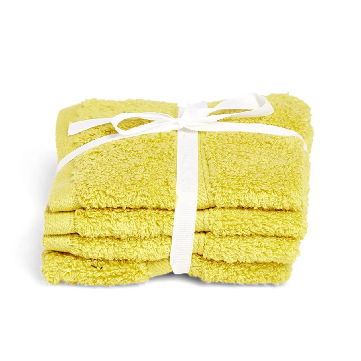 Lot de 4 serviettes invité coton jaune et noir 30x30cm