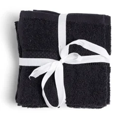 Lot de 4 serviettes invité coton jaune et noir 30x30cm