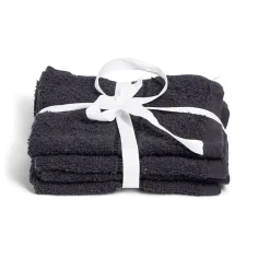 Lot de 4 serviettes invité coton jaune et noir 30x30cm