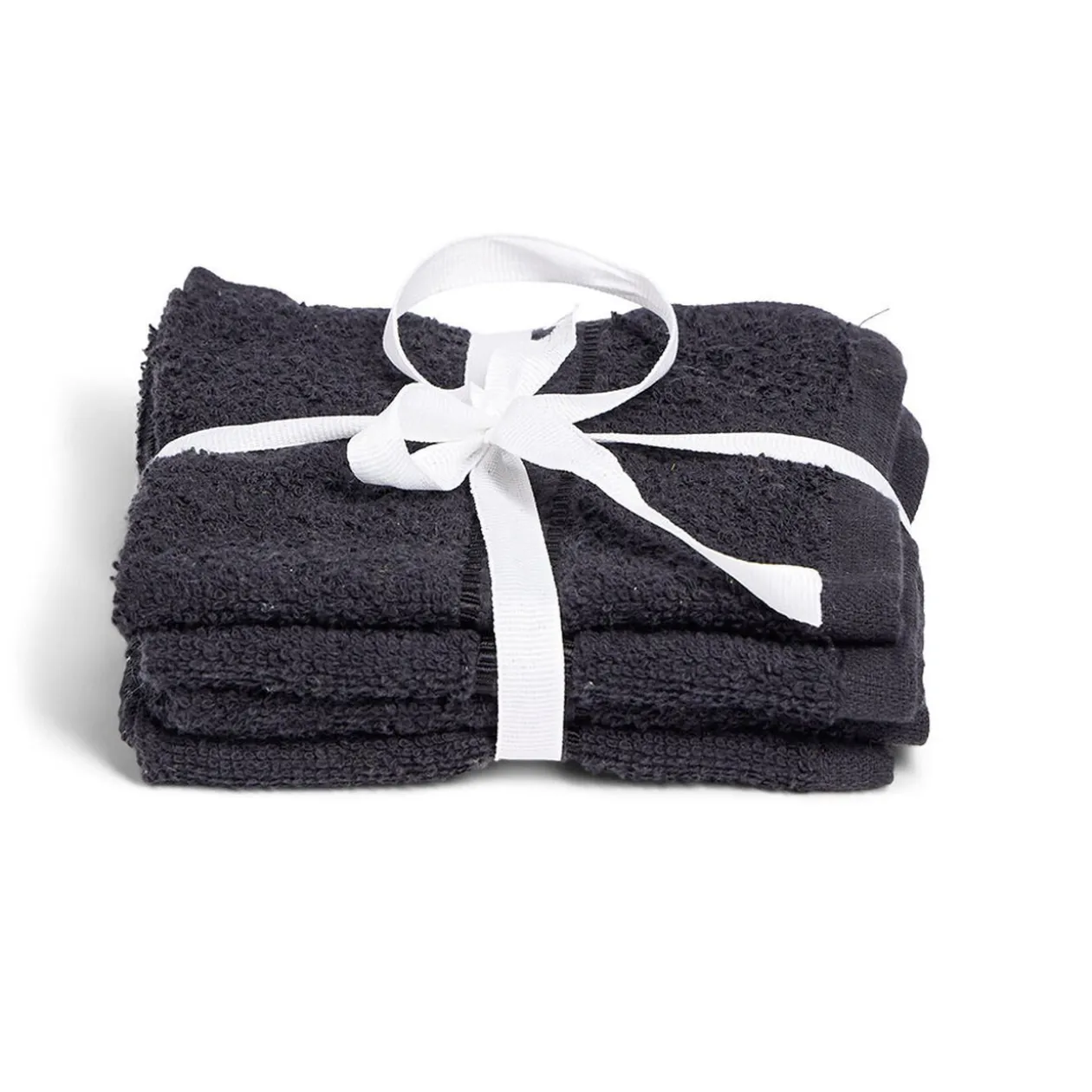 Lot de 4 serviettes invité coton jaune et noir 30x30cm