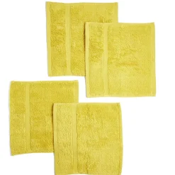 Lot de 4 serviettes invité coton jaune et noir 30x30cm
