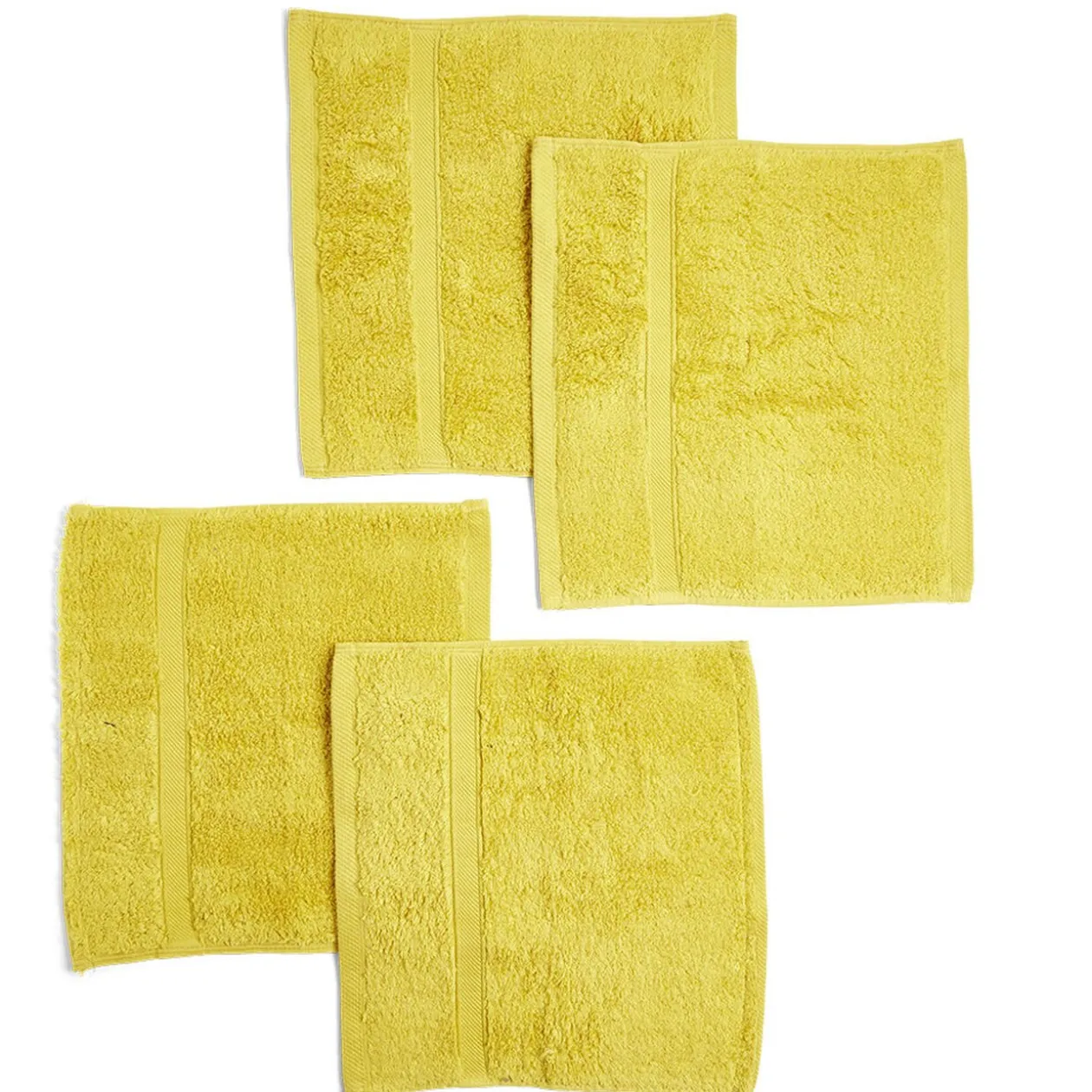 Lot de 4 serviettes invité coton jaune et noir 30x30cm