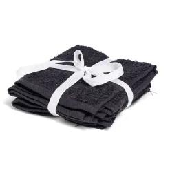 Lot de 4 serviettes invité coton jaune et noir 30x30cm