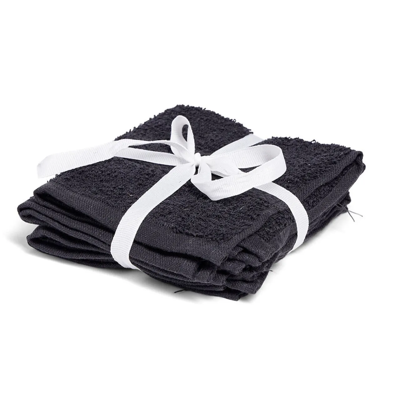 Lot de 4 serviettes invité coton jaune et noir 30x30cm