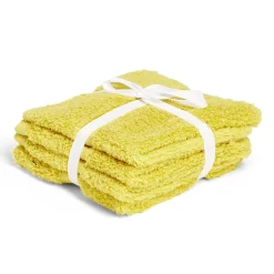 Lot de 4 serviettes invité coton jaune et noir 30x30cm