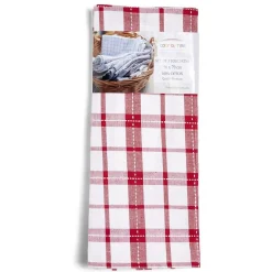 Lot de 3 torchons coton à carreaux rouge et blanc 50x70cm