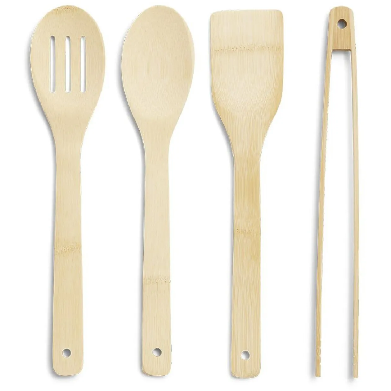 Lot de 4 ustensiles de cuisine dans pot en bambou