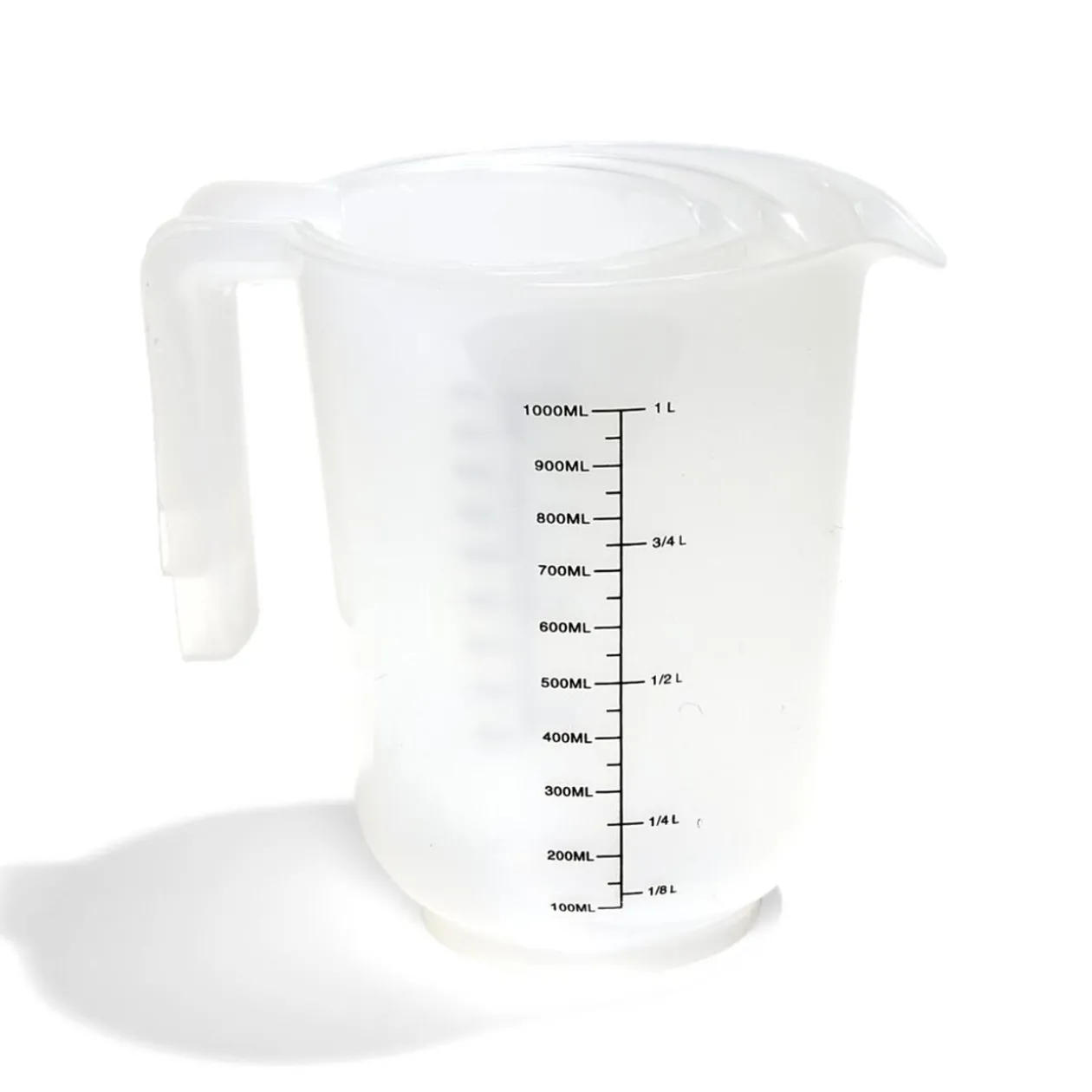 Lot de 3 verres mesureur 250/500/1000ml plastique blanc transparent