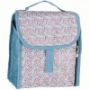 Lunch bag réfrigérant blanc et bleu motif fleuri rouge 2,3 L