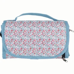 Lunch bag réfrigérant blanc et bleu motif fleuri rouge 2,3 L