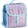 Lunch bag réfrigérant bleu et rose motif baies sauvages