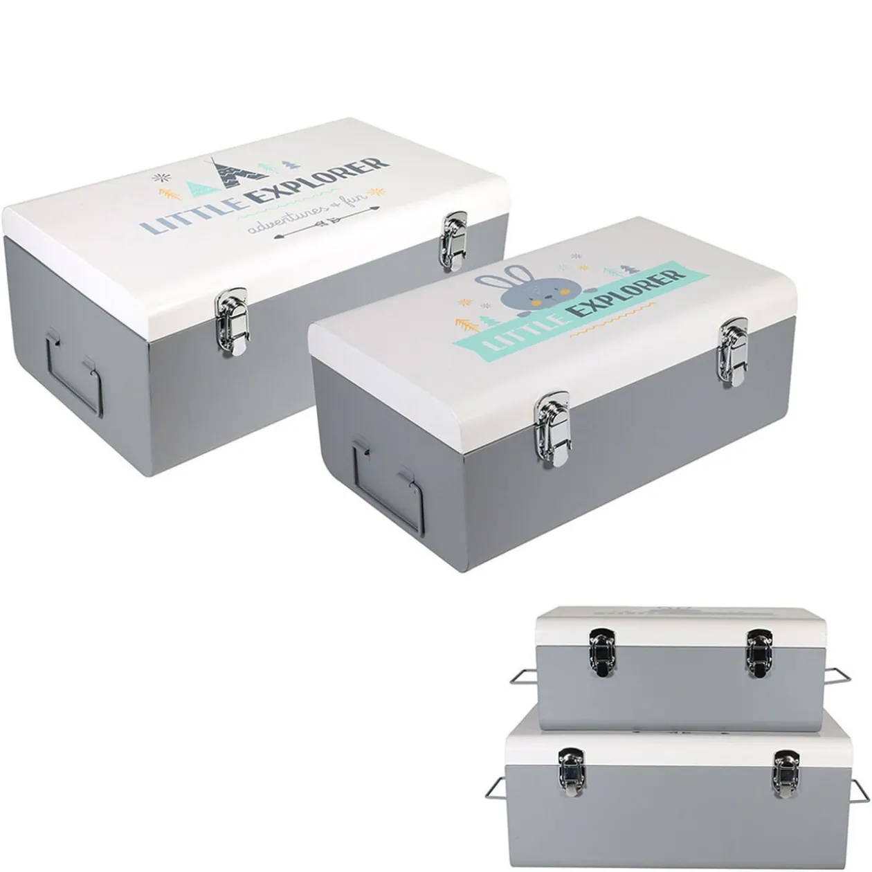 Malle de rangement en métal x2