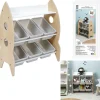 Meuble de rangement fusée 6 bacs 1 étagère en bois 63,3x29,5xH71,5cm