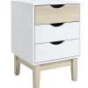 Meuble de rangement Lida 3 tiroirs en bois naturel et blanc