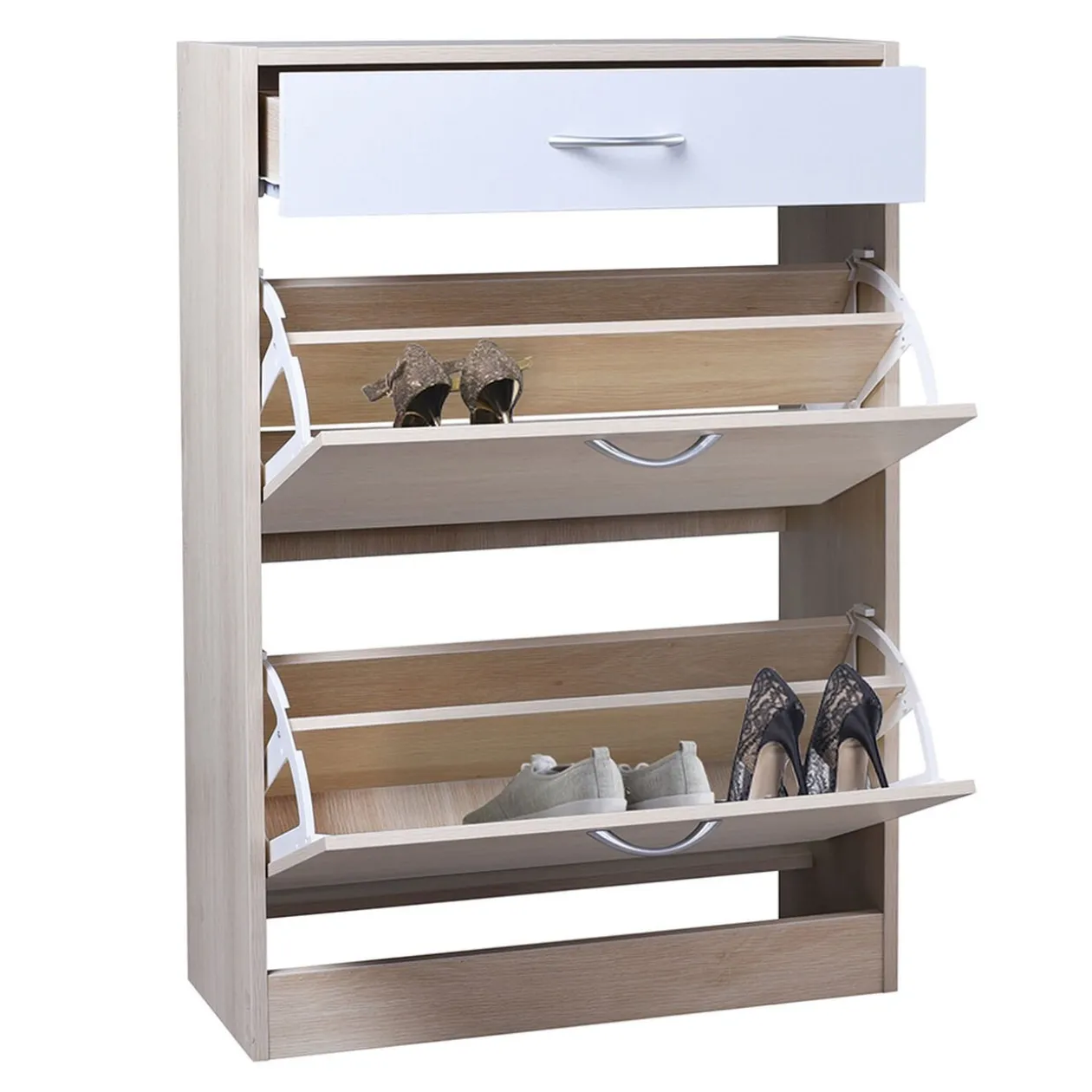 Meuble range-chausseurs Dali naturel blanc