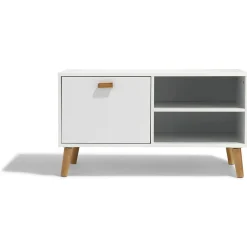 Meuble TV Bergen blanc 1 tiroir 2 niches