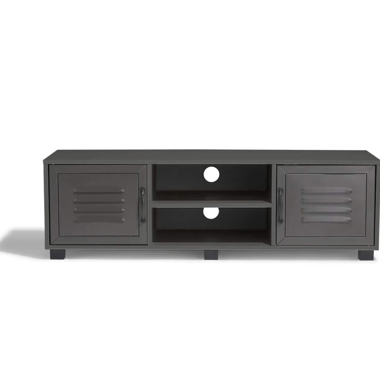 Meuble TV Brooklyn gris anthracite 2 portes et 2 niches