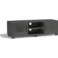 Meuble TV Brooklyn gris anthracite 2 portes et 2 niches