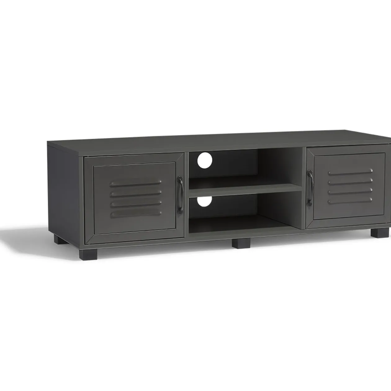 Meuble TV Brooklyn gris anthracite 2 portes et 2 niches
