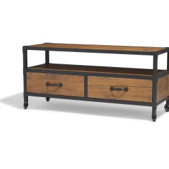 Meuble TV Chicago acajou et noir 2 tiroirs et 1 étagère