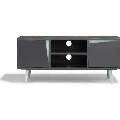 Meuble TV Jamy vert d’eau et anthracite
