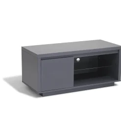 Meuble TV Luminosa effet laqué gris anthracite 1 porte