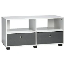 Meuble TV Utah blanc 2 tiroirs et 2 niches