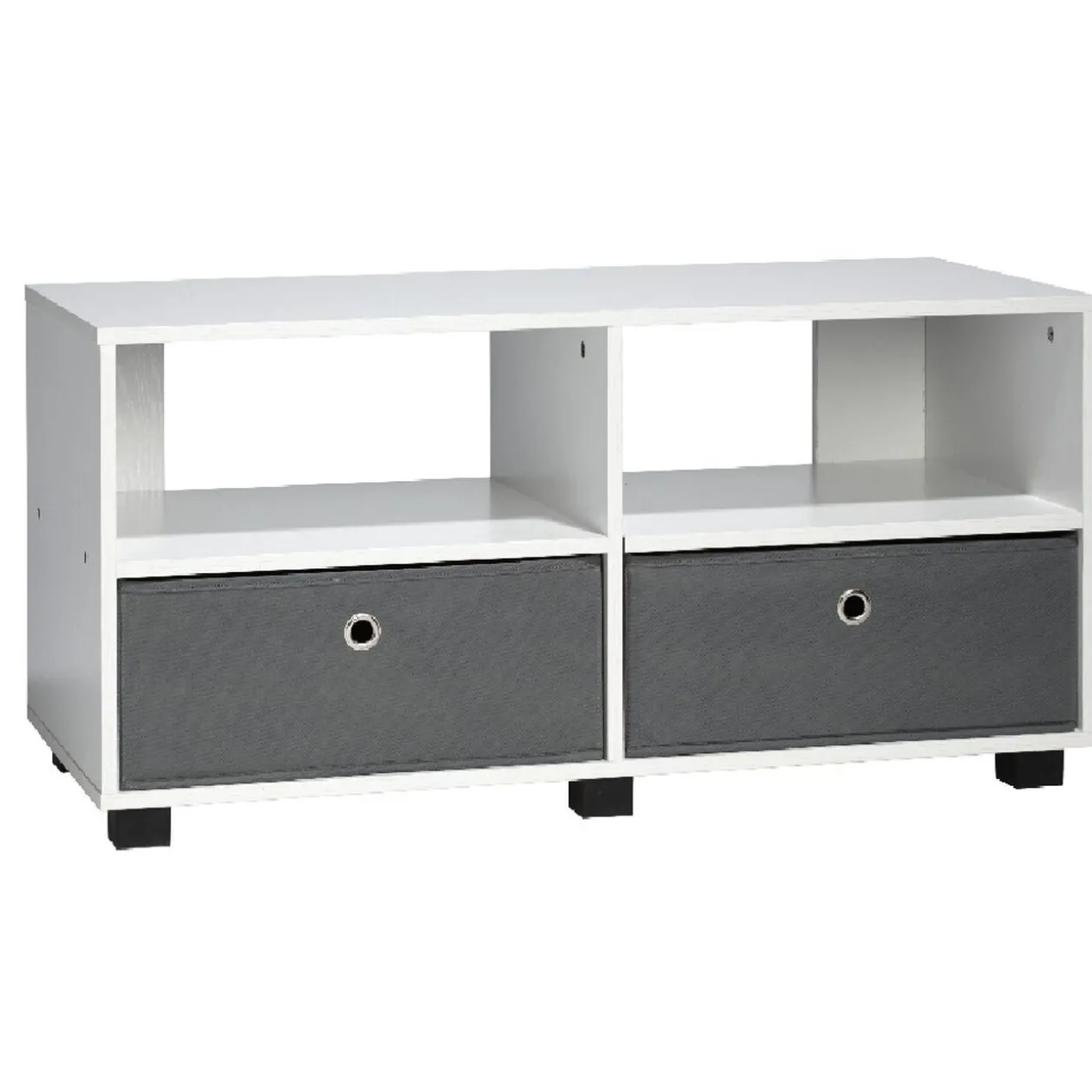 Meuble TV Utah blanc 2 tiroirs et 2 niches