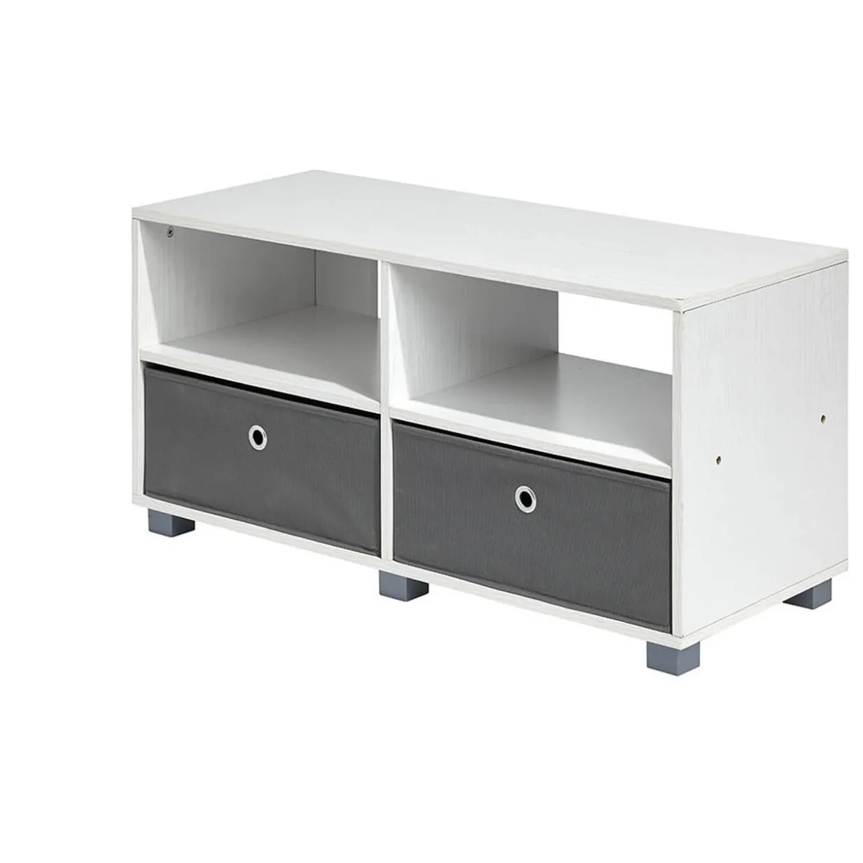 Meuble TV Utah blanc 2 tiroirs et 2 niches