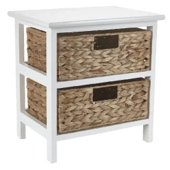 Mini meuble 2 tiroirs jacinthe d'eau bois blanc