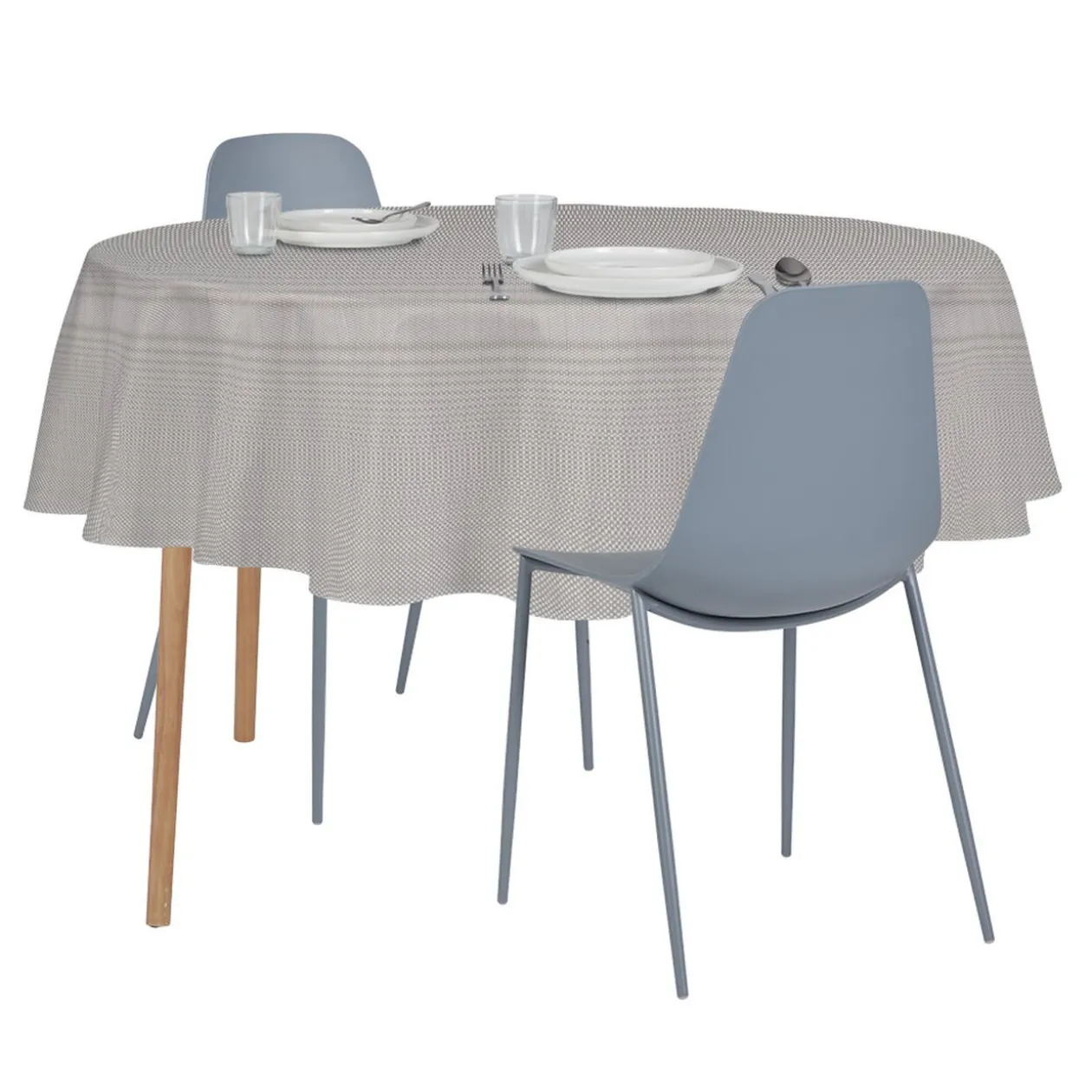 Nappe anti-tâches uni taupe Ø160cm
