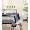Nappe carrée imprimée bayadère noir blanc et gris