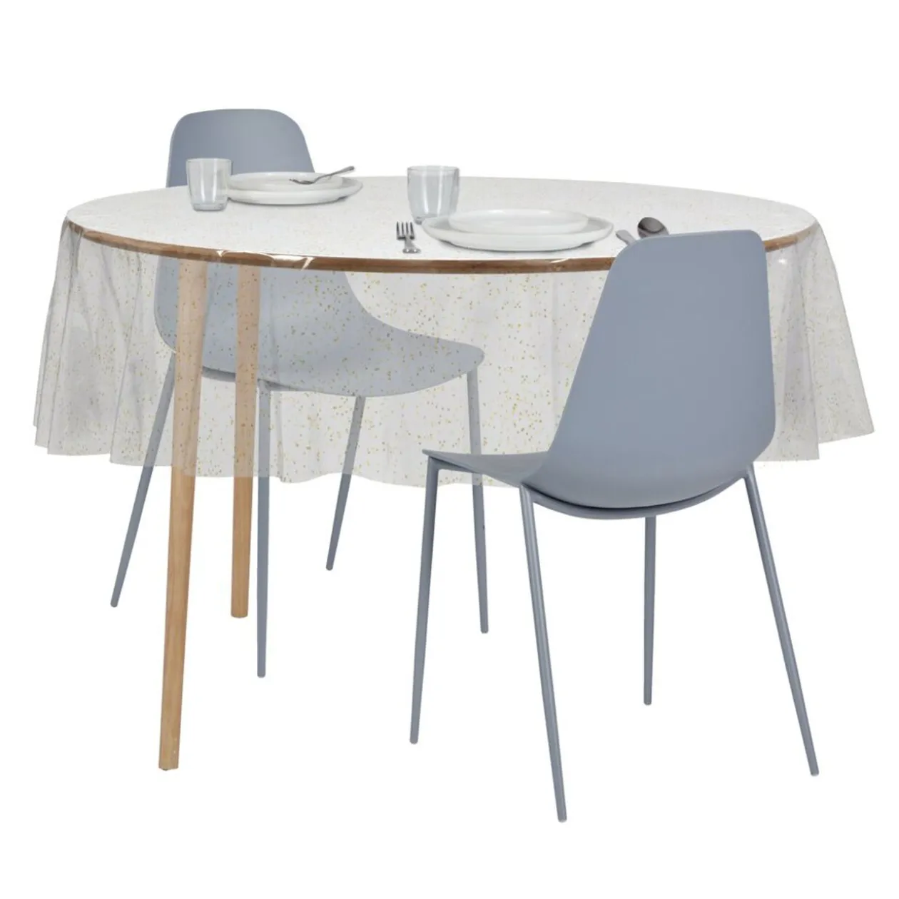 Nappe cristal carrée transparente paillettes multicolores 150x150cm