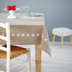 Nappe de table beige foncé et marron