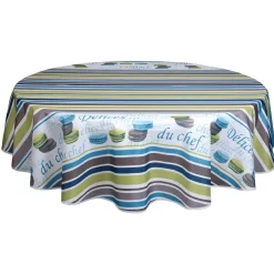 Nappe de table ronde design macarons et rayures
