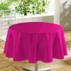 Nappe de table toile cirée ronde rose fuchsia unie