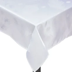 Nappe en tissu blanc motif plumes