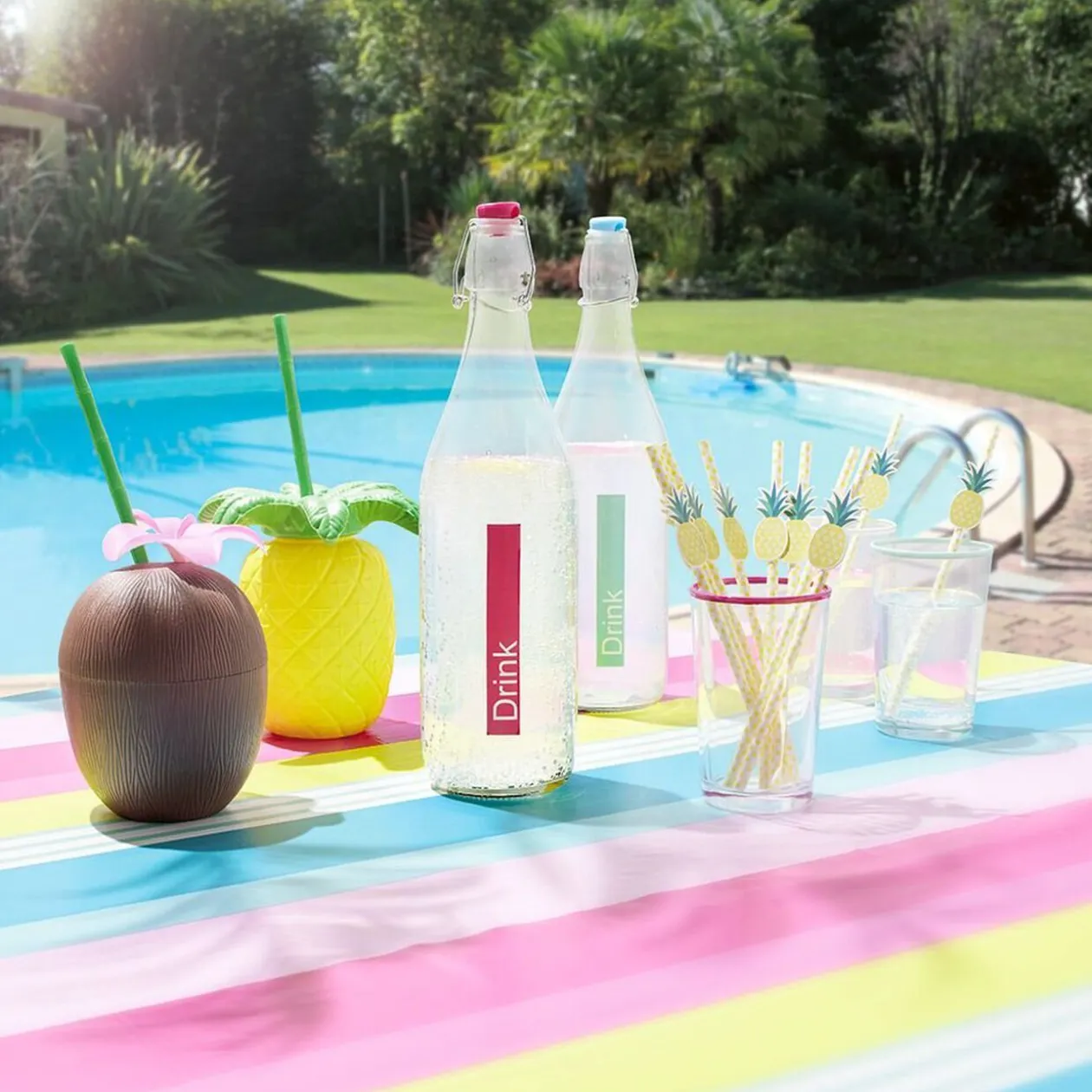 Nappe en toile cirée imperméable motif bayadère