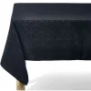 Nappe jacquard noire motif géométrique L 250 cm