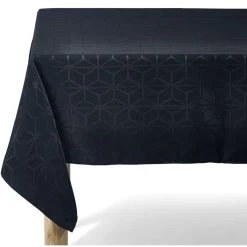 Nappe jacquard noire motif géométrique L 350 cm