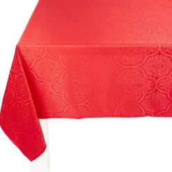 Nappe jacquard rouge motif arabesque L 250 cm