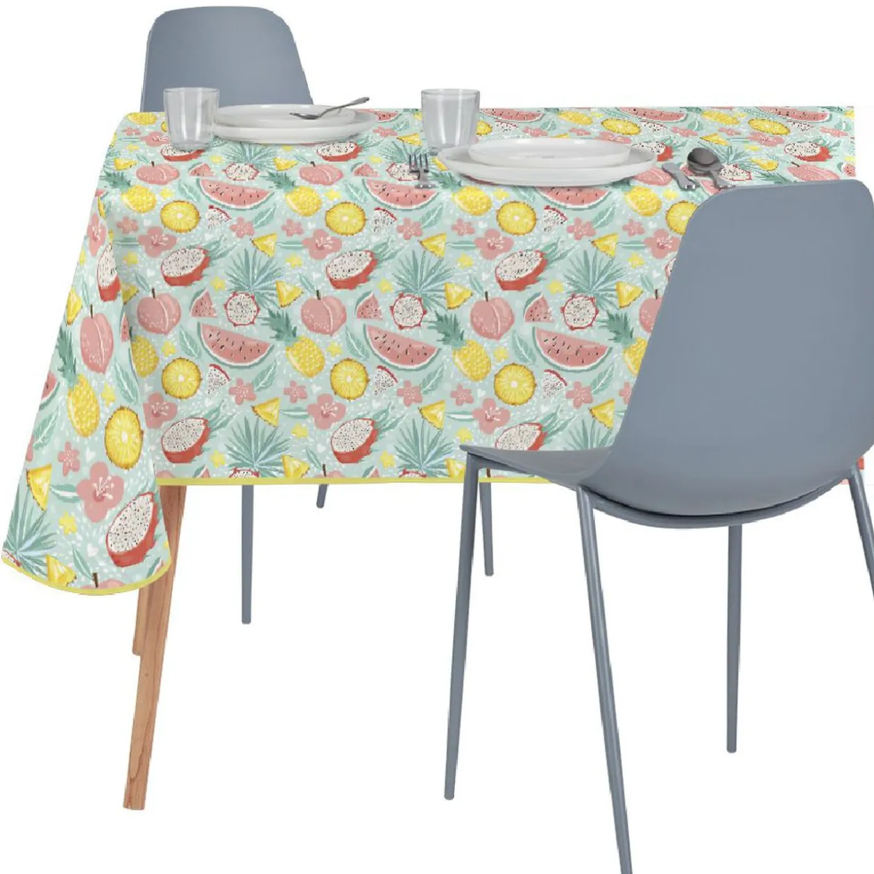 Nappe polyester imprimé fruits multicolore 140x250 cm