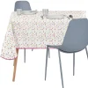 Nappe polyester imprimé pois multicolore biais rose 140x250 cm