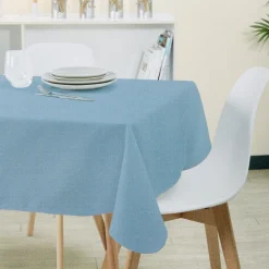 Nappe rectangulaire 8 personnes en coton bleue