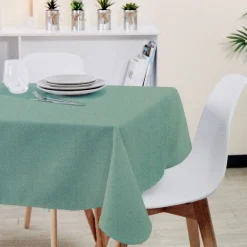 Nappe rectangulaire 8 personnes en coton vert d'eau