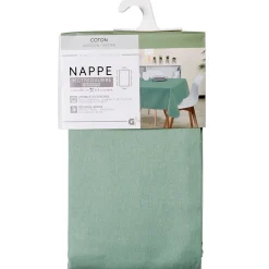 Nappe rectangulaire 8 personnes en coton vert d'eau