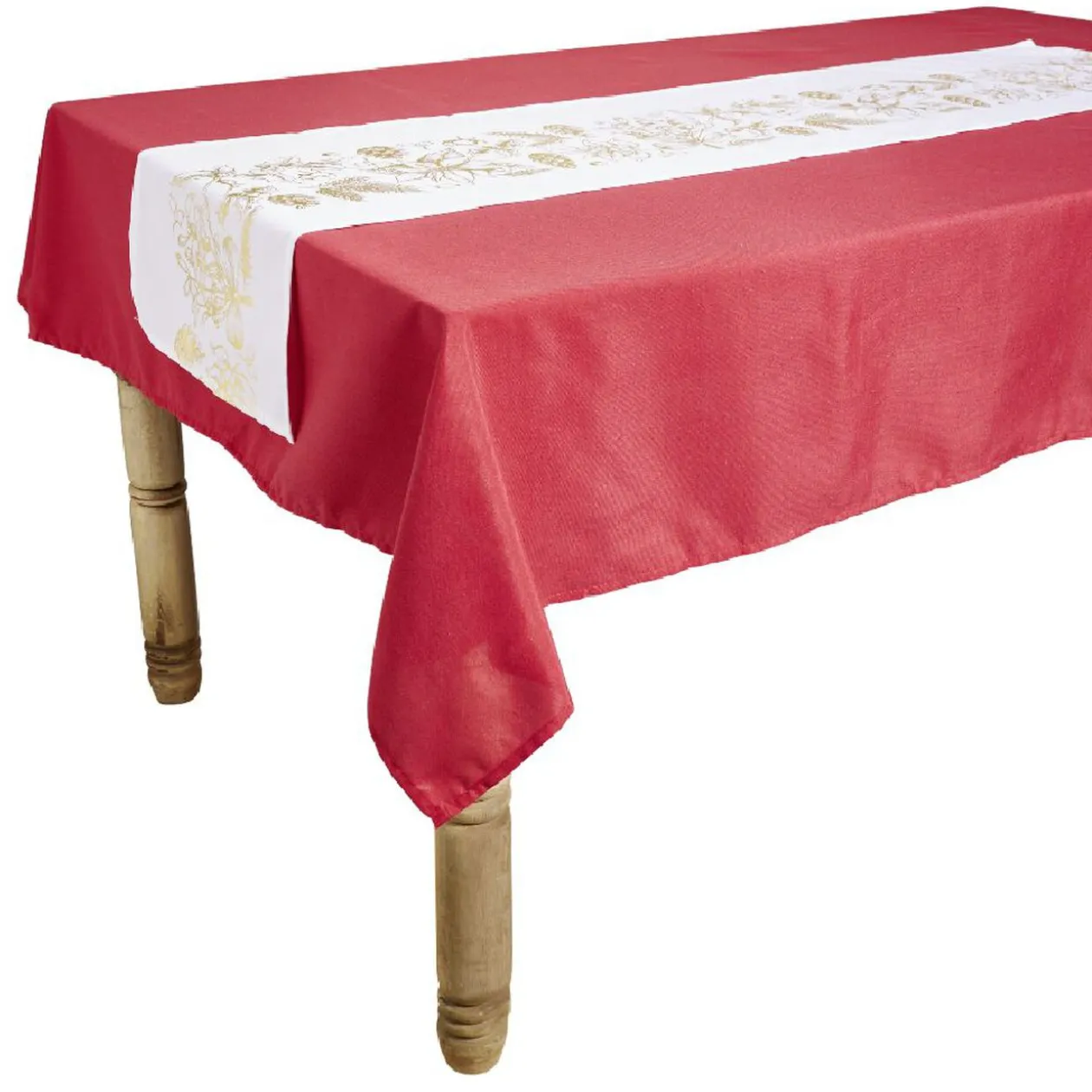 Nappe rectangulaire avec chemin de table imprimé décor réveillon
